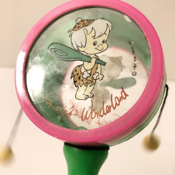 Vintage 1987 Flintstones Bam Bam Canadas Wonderland Drum Toy Rattle - Picture 9 of 13
